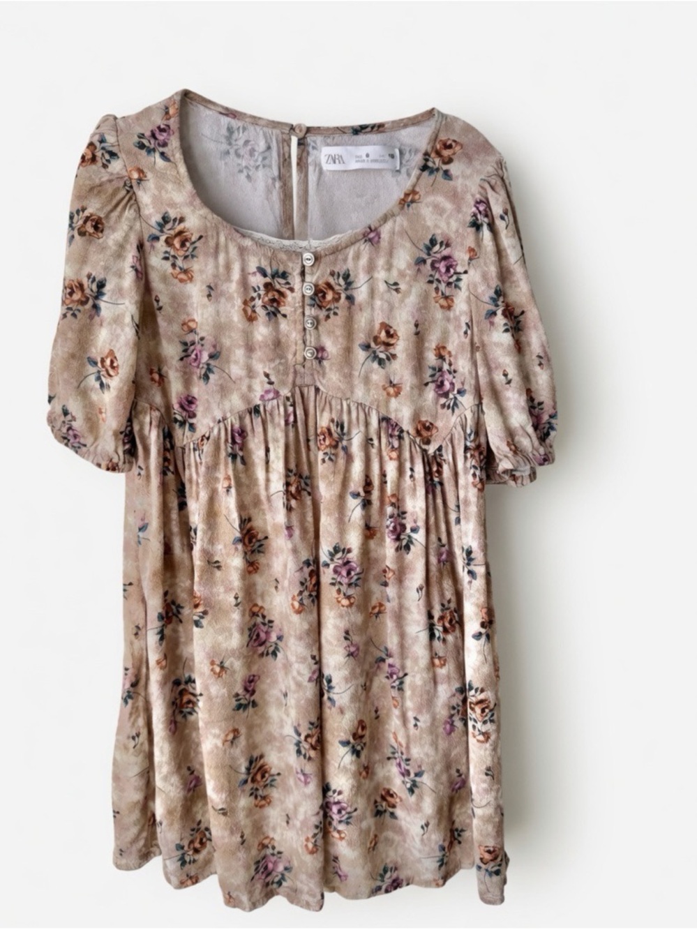 Zara Girls Size 6 Floral Puff Sleeve Lace Dress